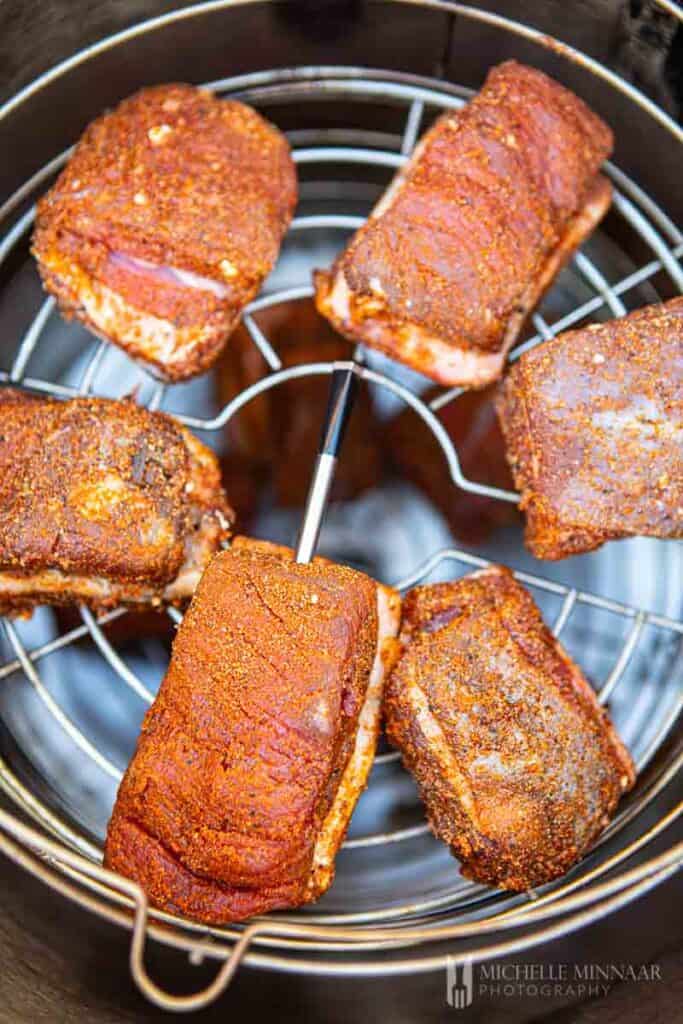 Beef ribs on a smoker