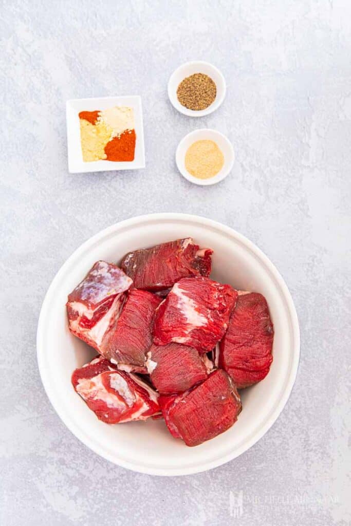 Ingredients to make smoked beef short ribs