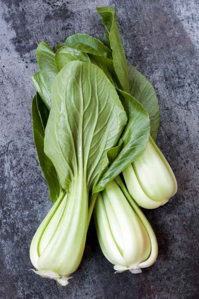 Fresh green and white raw bok choy