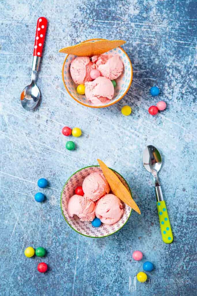 Overhead shot of ice cream