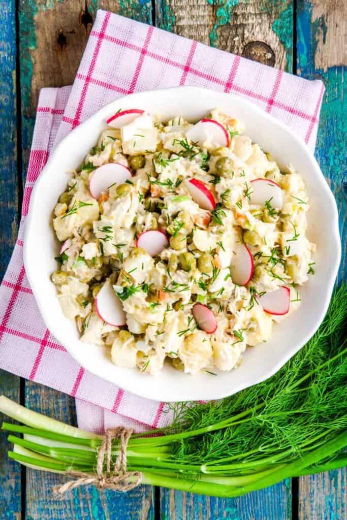 Bowl of creamy potato salad