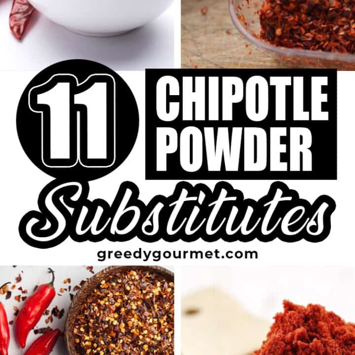 four photos of different types of chipotle powder substitutes