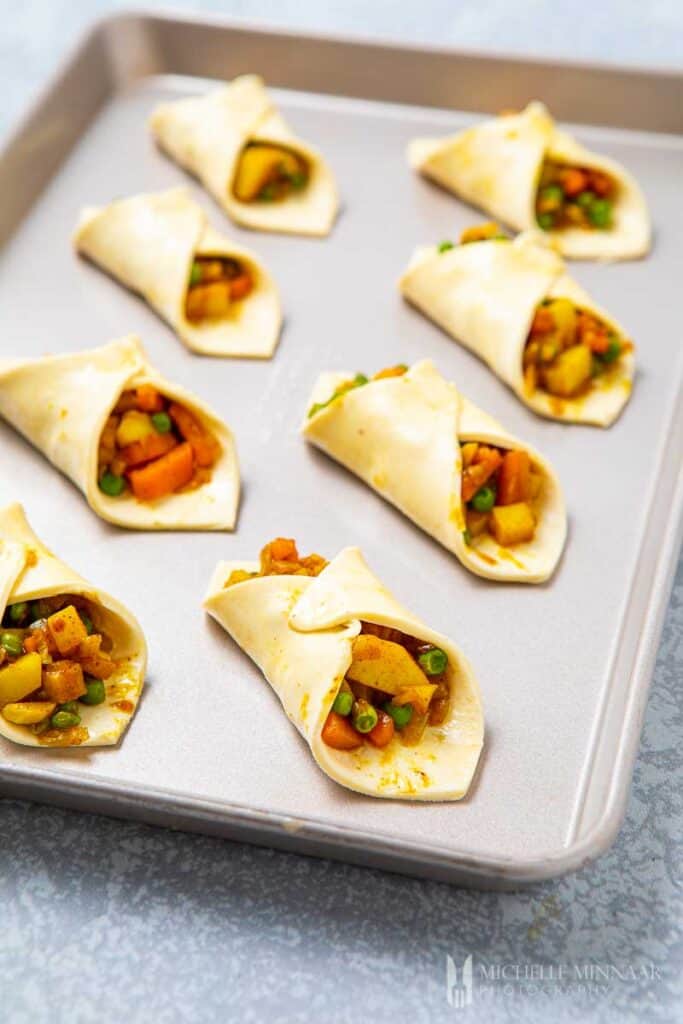 Unbaked veggie puffs