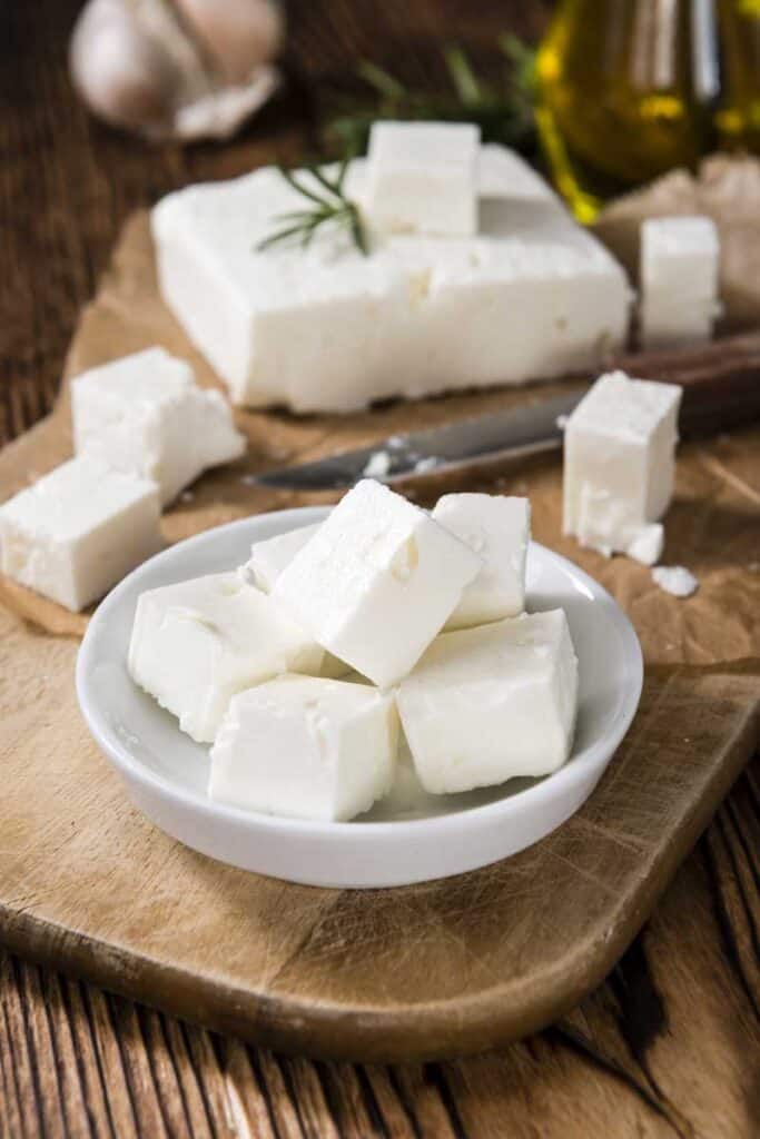 chunks of feta cheese to show you how to freeze feta cheese 