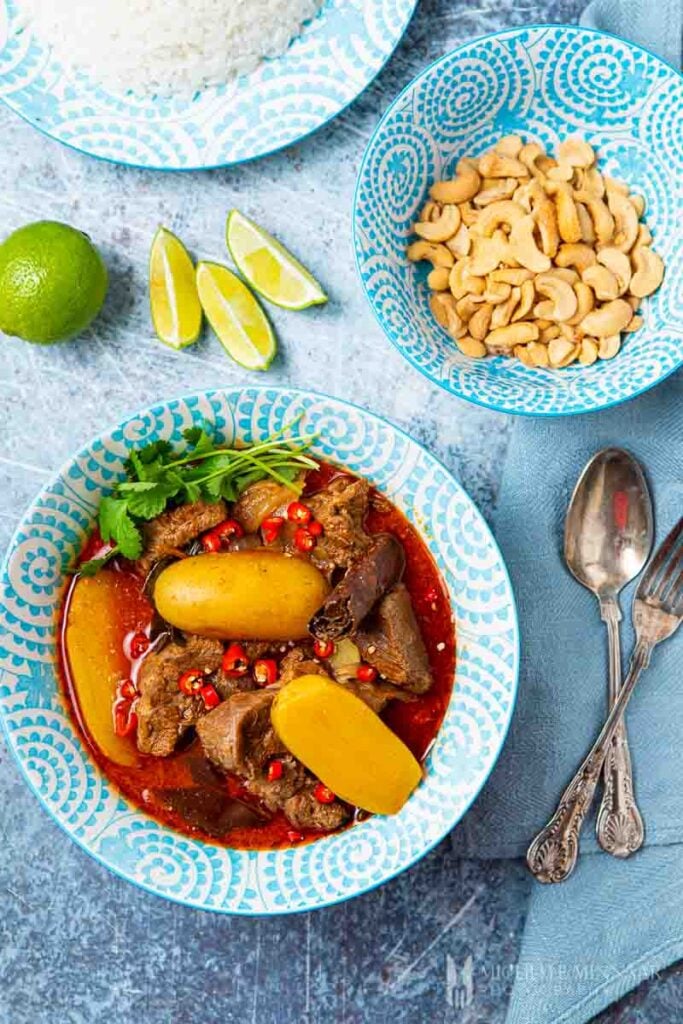 Bowl of lamb massaman curry