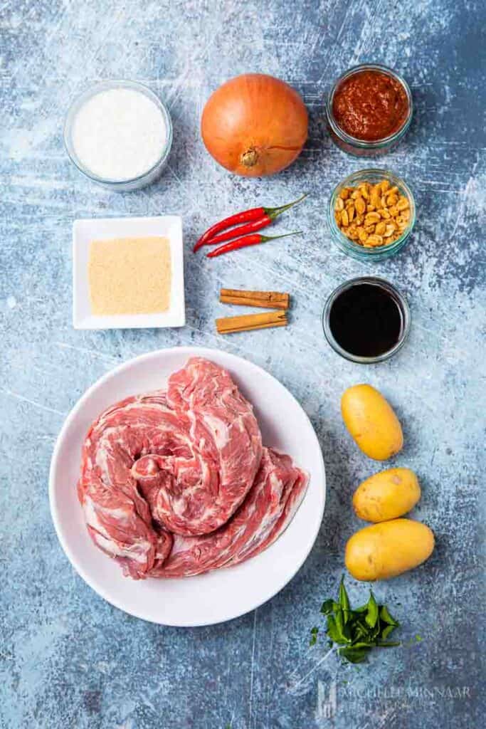 Ingredients to make lamb curry