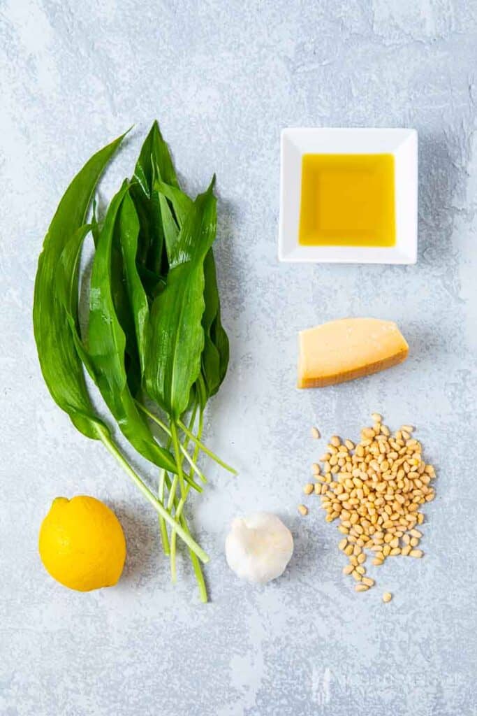 Ingredients to make wild garlic soup