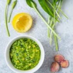 Bowl of green pesto