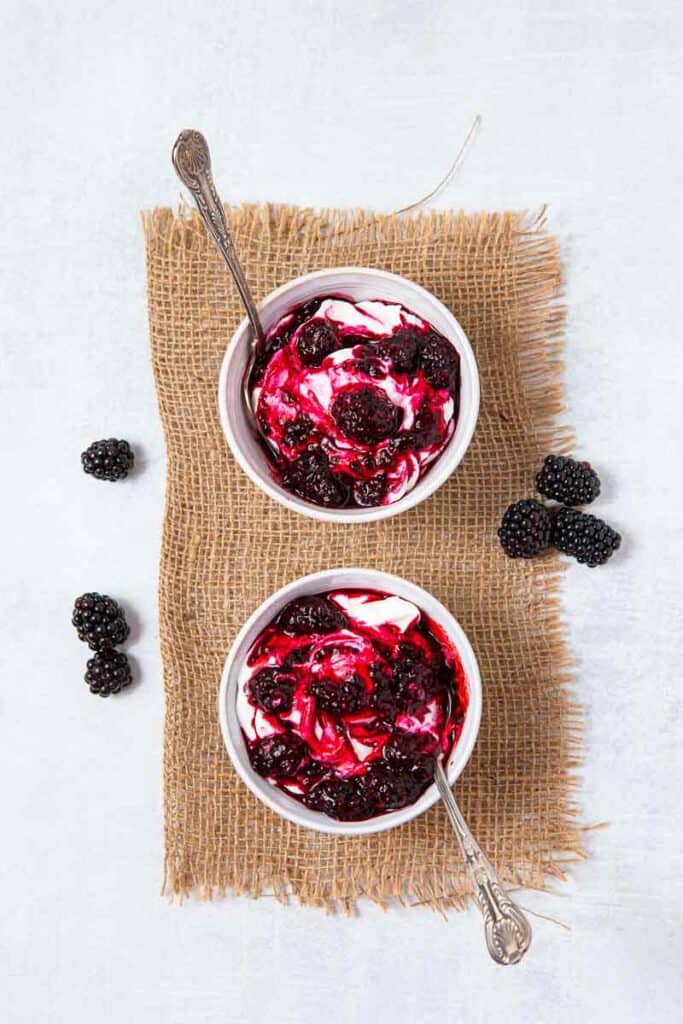 blackberry compote on cloth
