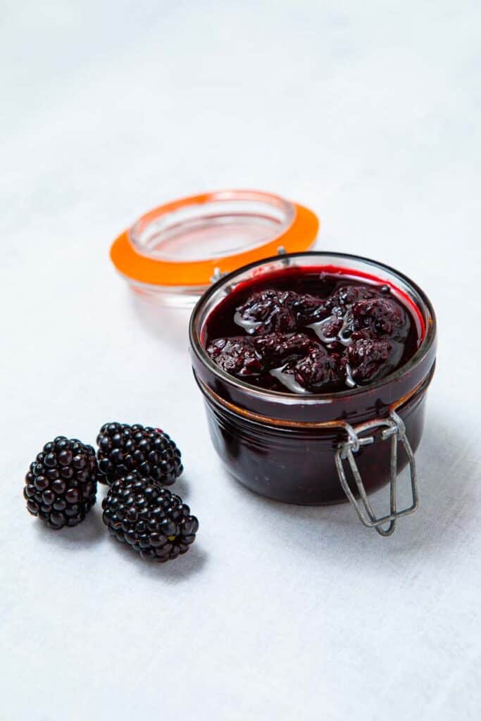blackberry compote jar