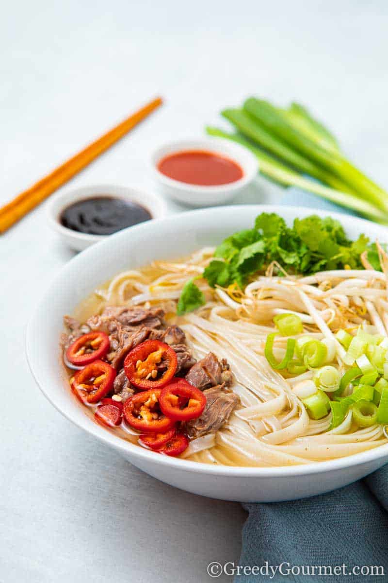 Bowl of Vietnamese oxtail pho