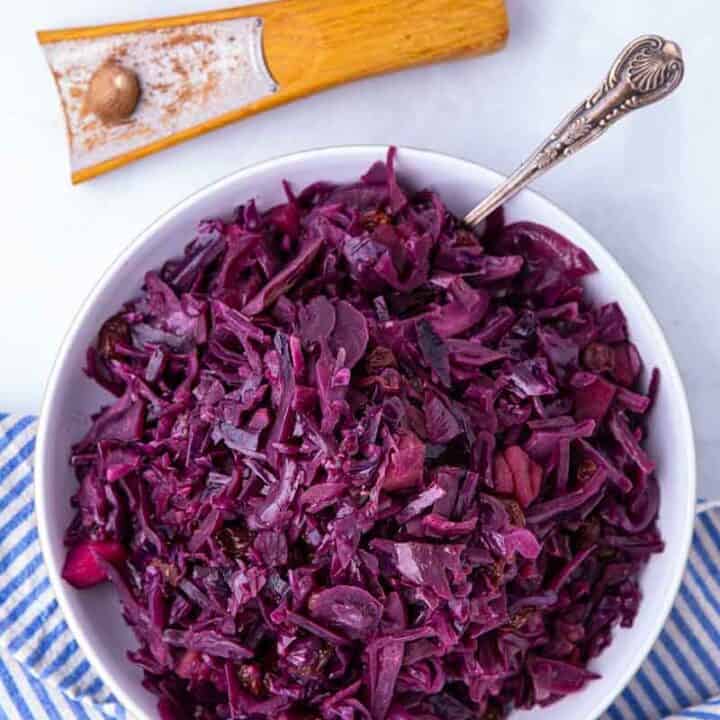 Bowl of braised red cabbage
