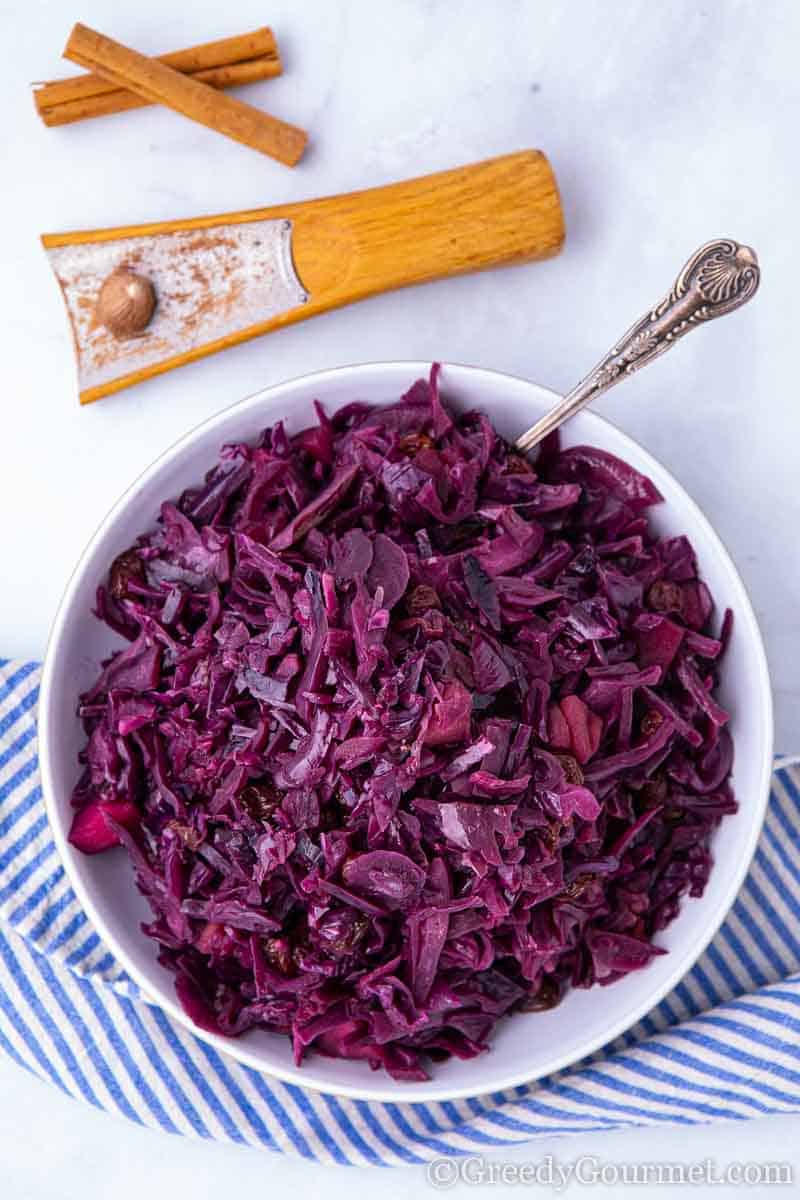 Bowl of braised red cabbage