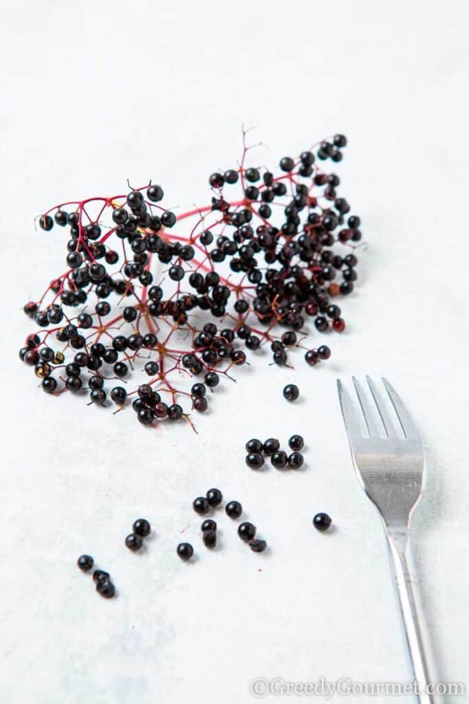 Elderberries and a fork
