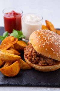 A sloppy Joe recipe and side of chips