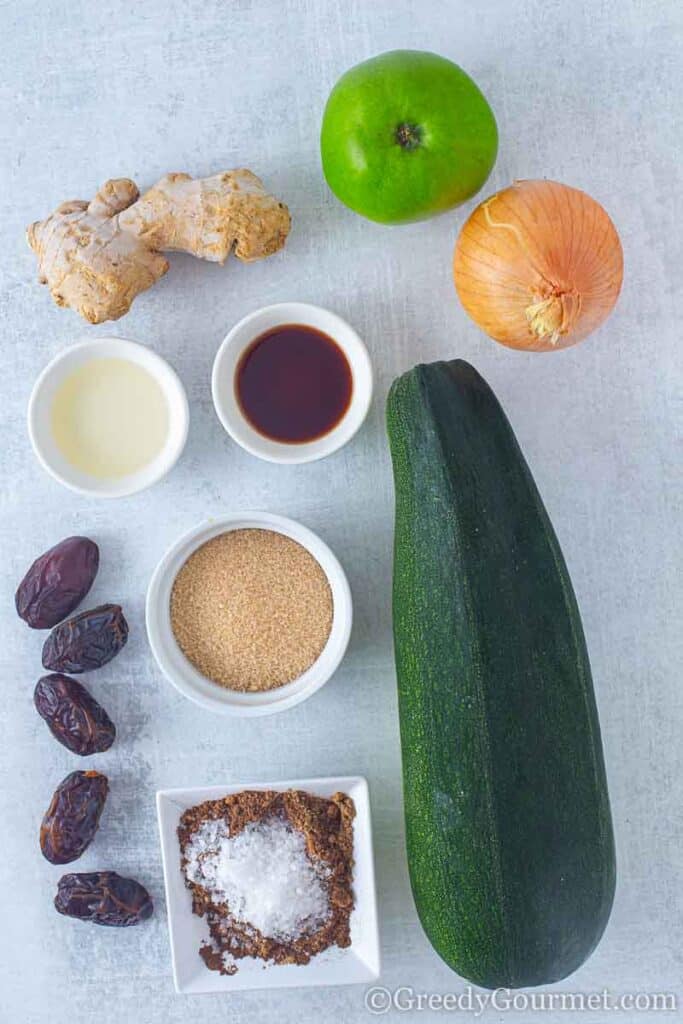 Ingredients to make a marrow chutney