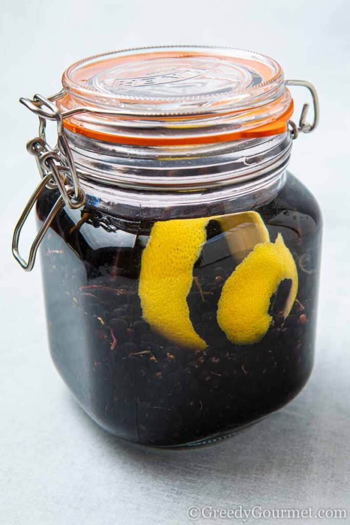 Berries soaking in gin