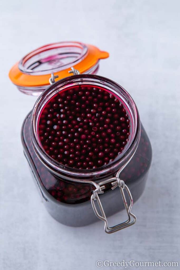 Jar of elderberries