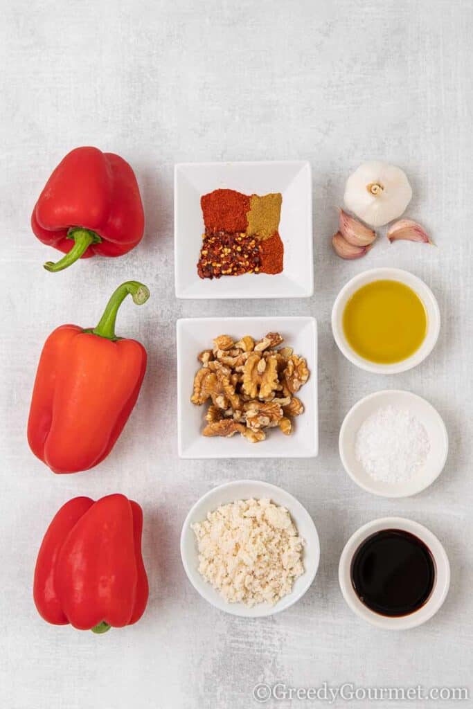 red pepper, walnuts, breadcrumbs & spices
