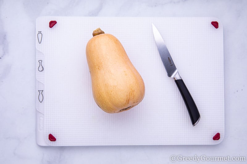 Butternut squash and a knife