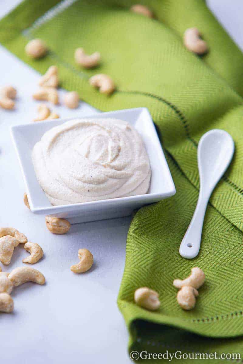 Bowl of creamy cashew cheese.