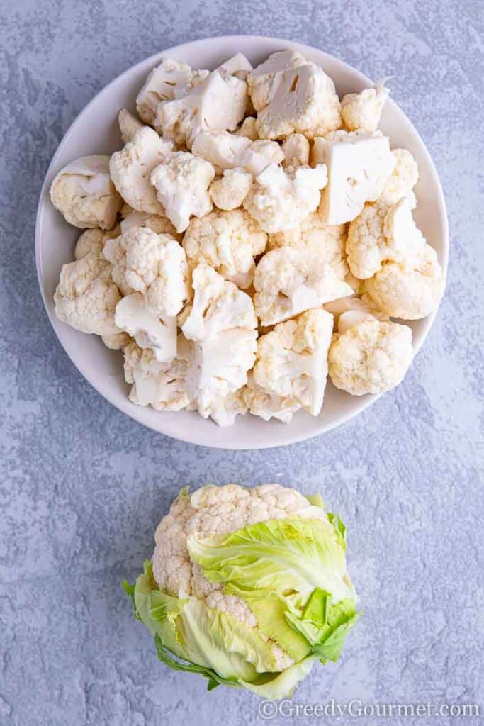 Cauliflower in white bowl