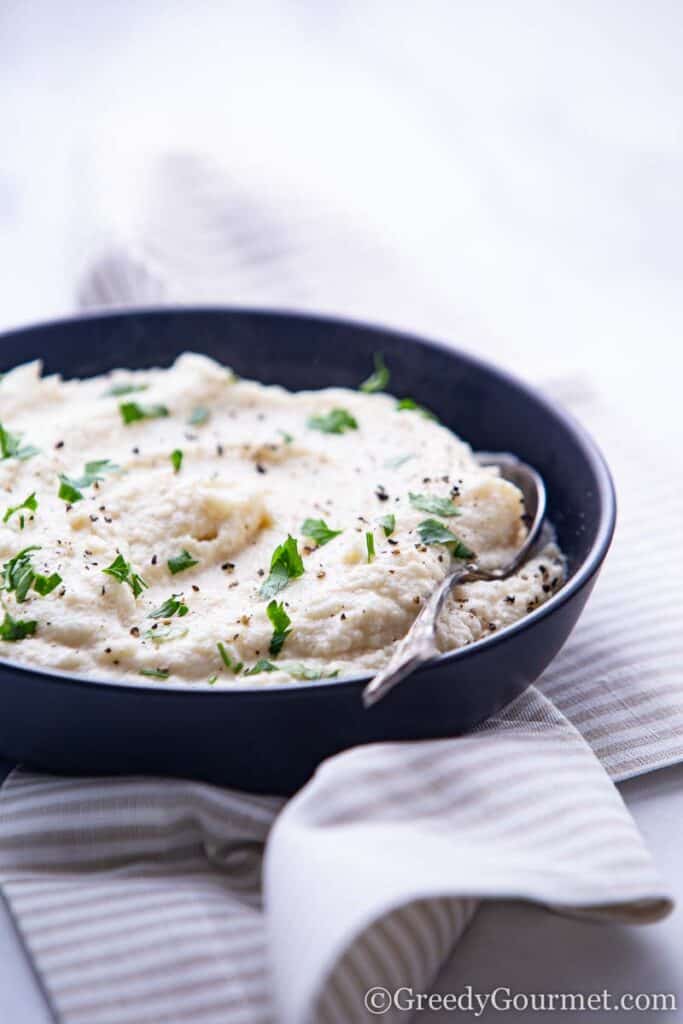 Bowl of a celery root recipe