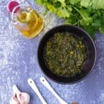 Bowl of a chermoula recipe, a moroccan chermoula