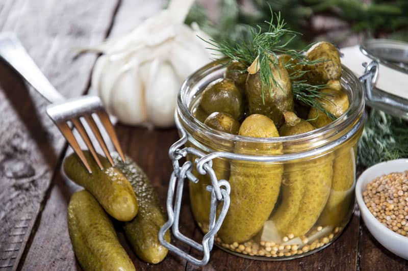 Jar of dill pickles to be used as substitute for capers.