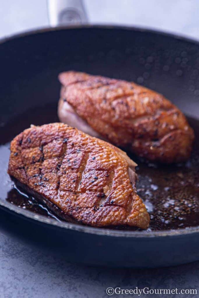 duck breast in pan