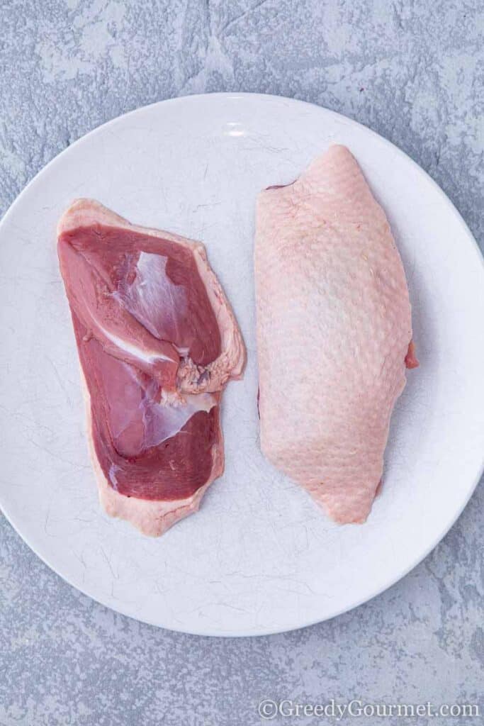 two raw duck breasts