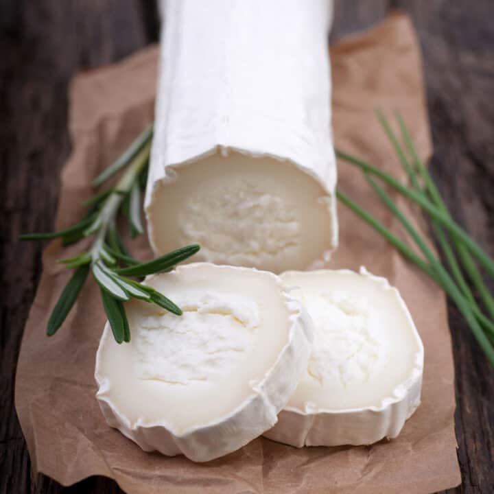 Sliced goat cheese.