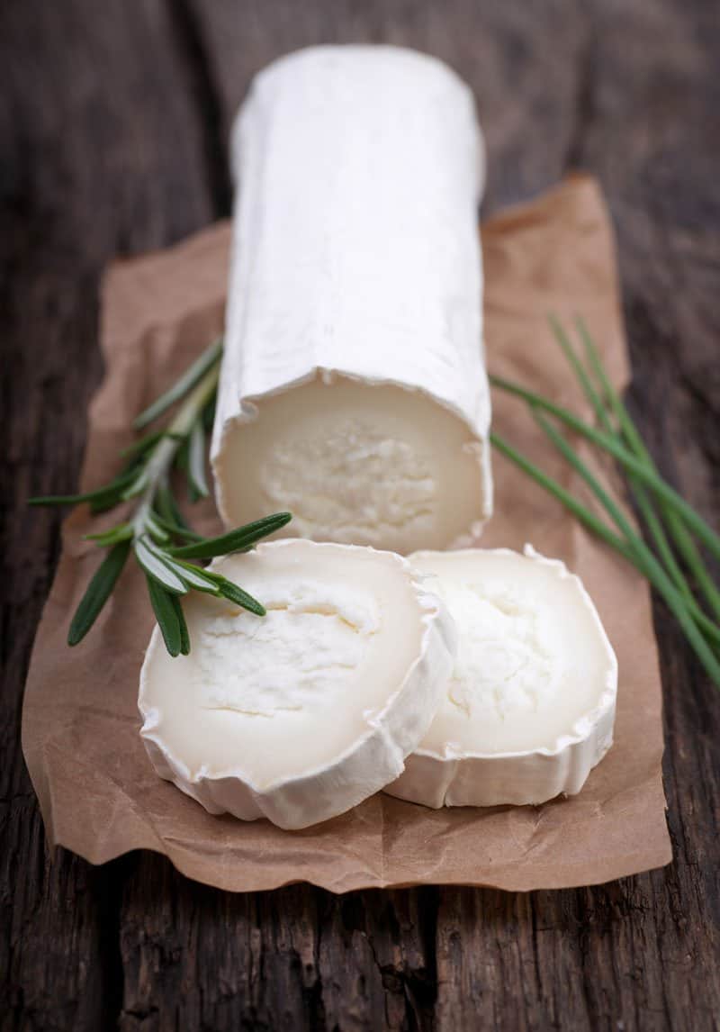 Sliced goat cheese.