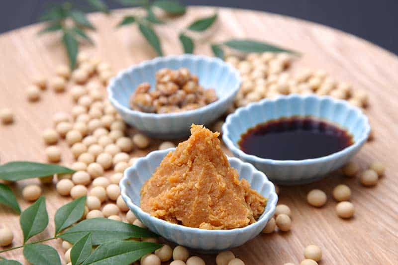 Brown miso paste in a bowl to be used as a Worcestershire Sauce Substitute