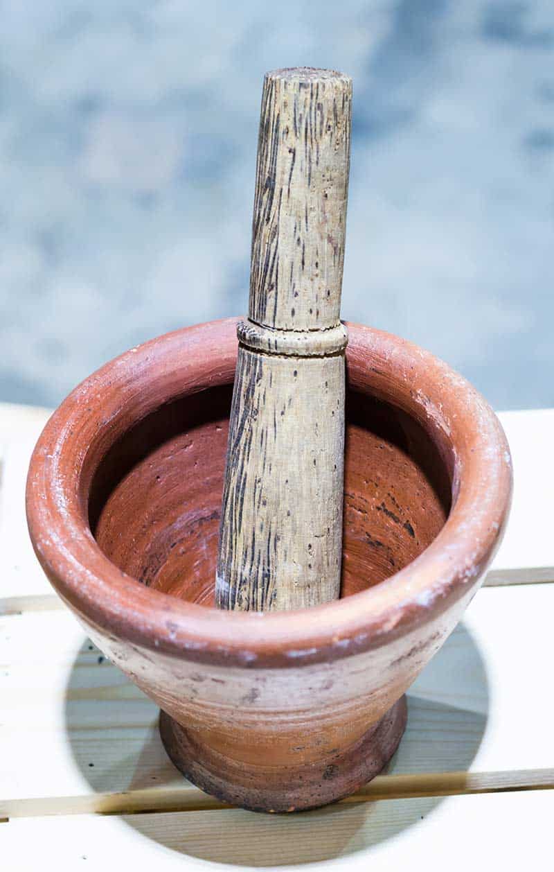 Red Mortar and pestle