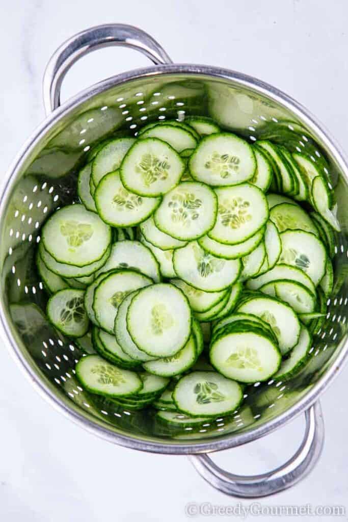 cucumber in colander