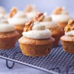 Close up of moist carrot cake cupcakes