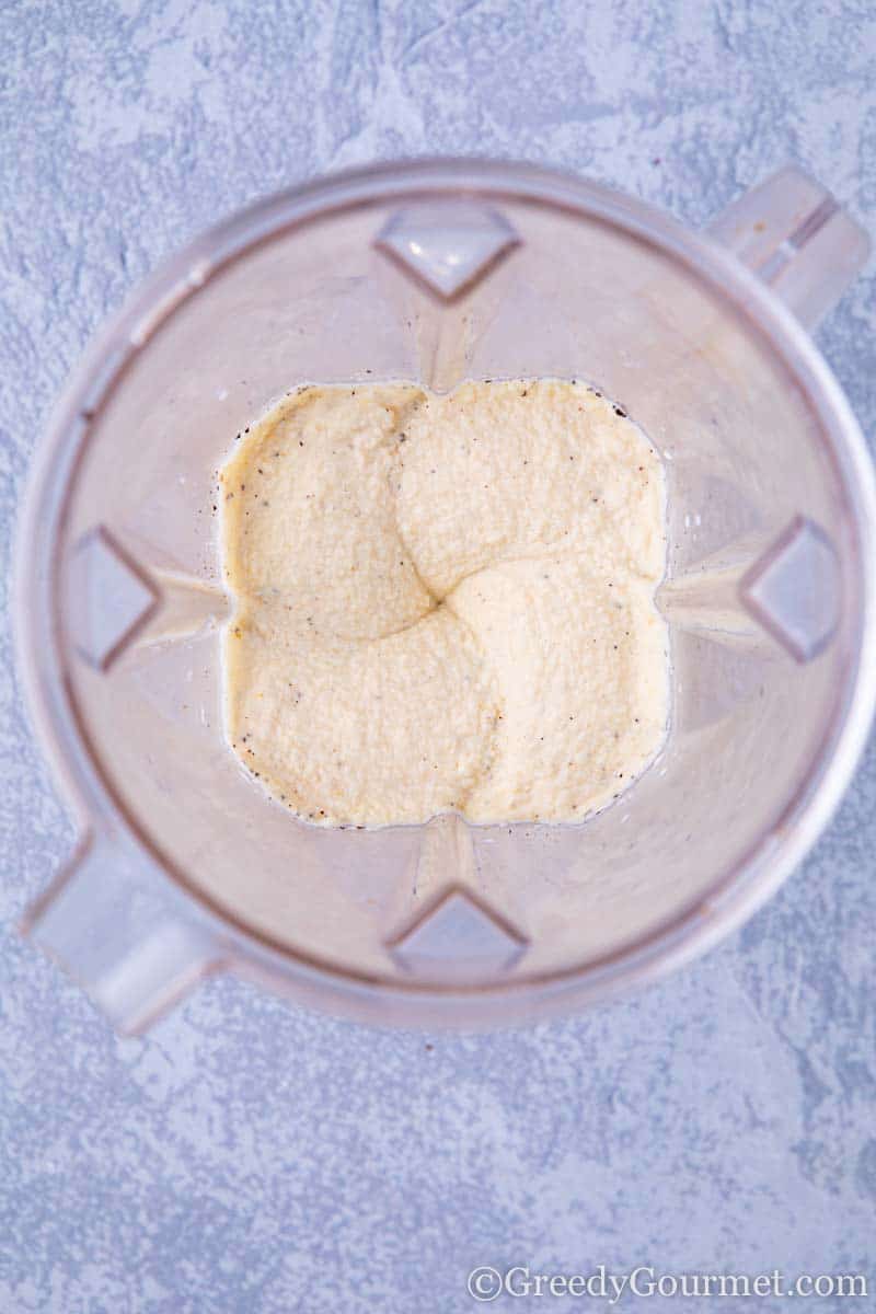 Mashed celeriac in a blender