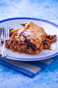 Full plate of how to make moussaka