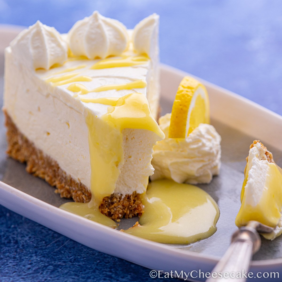 limoncello cheesecake slice.