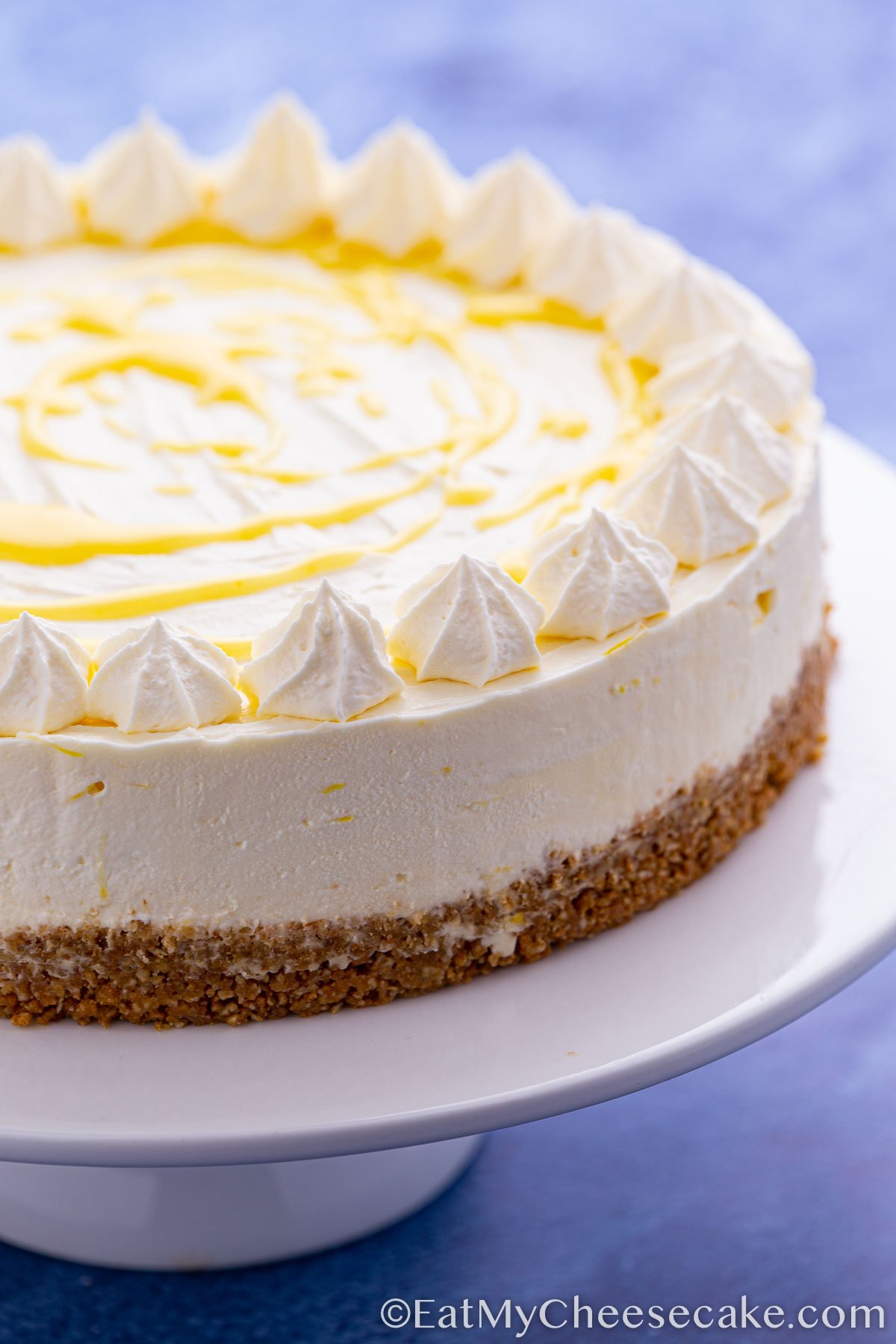 Decorated no bake limoncello cheesecake.