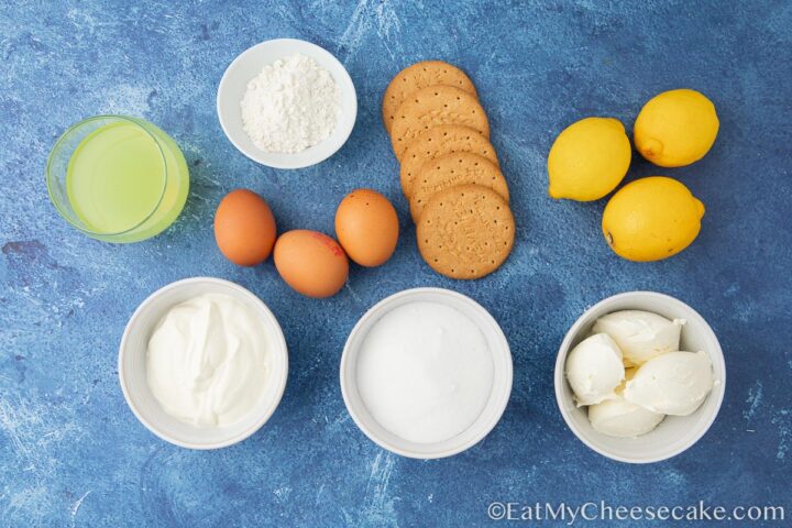 ingredients for baked limoncello cake.