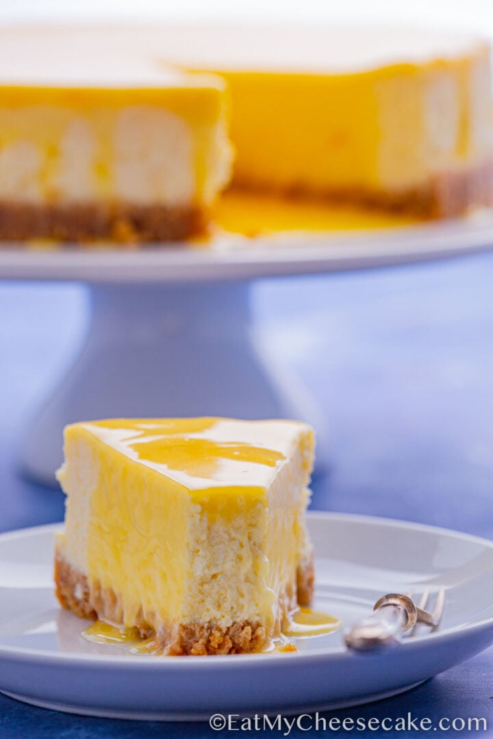 slice of limoncello cheesecake.