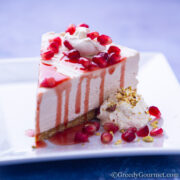 no bake pomegranate cheesecake featured.