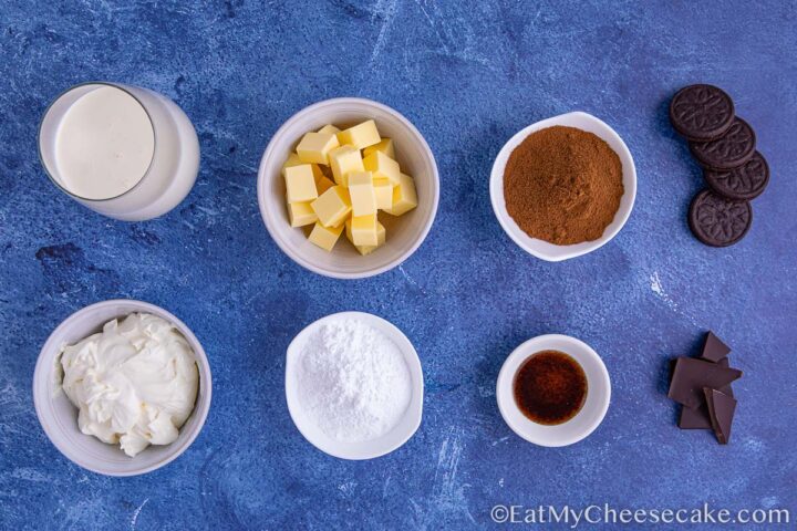 ingredients for espresso cheesecake.