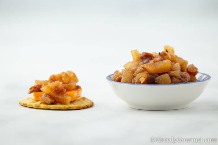 Asian pear chutney on a cracker