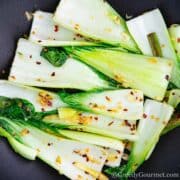 Fresh stirred bok choy.