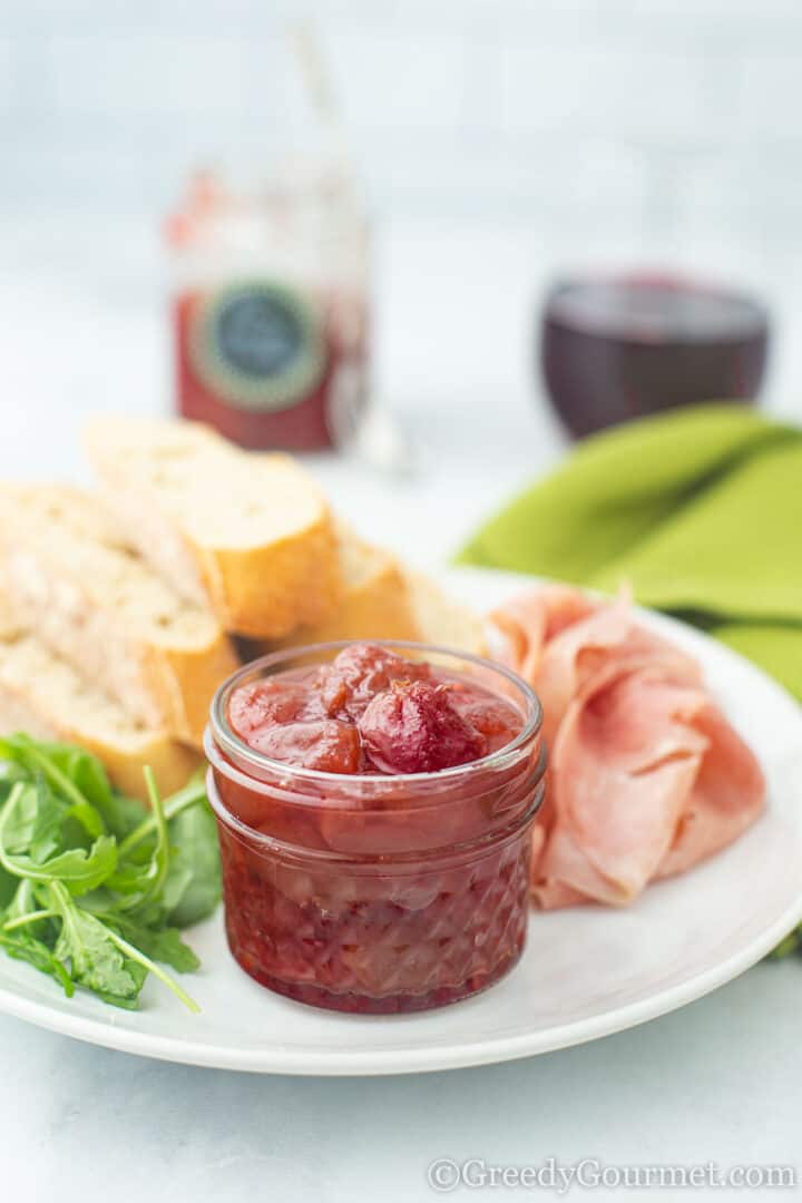 Grape Chutney with bread and ham