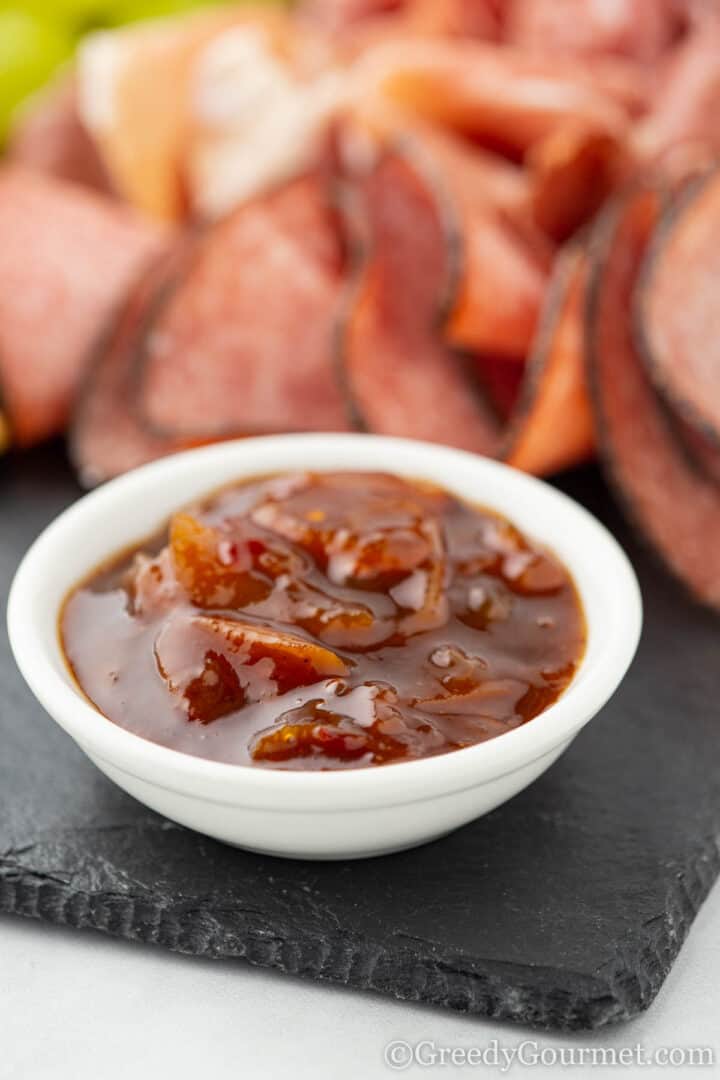 close up picture of kumquat chutney in a bowl