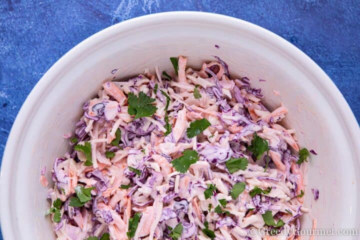 Keto Coleslaw with mint leaves